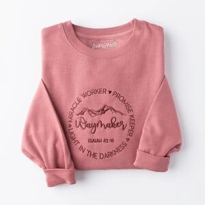 Love in Faith Embroidered Waymaker Dusty Rose Sweatshirt Women’s L